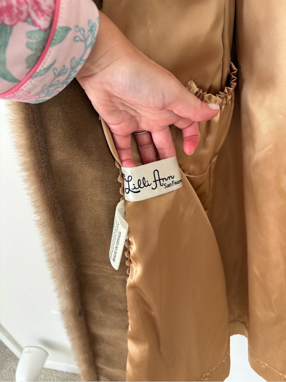 Lilli Ann San Fransisco Neutral Brown Faux Fur Longline Overcoat Size 6 - Picture 5 of 15